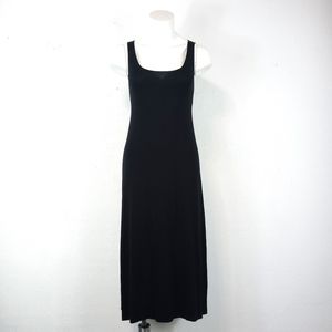 Alembika Solid Black Jersey Raw Edge Midi Sleeveless Scoop Neck Tank Size XS